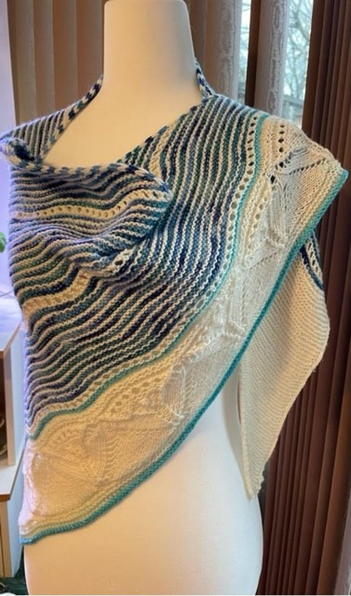 Handknit Shawl, Nine Blossoms - CooperWorksBC Knitting Accessories